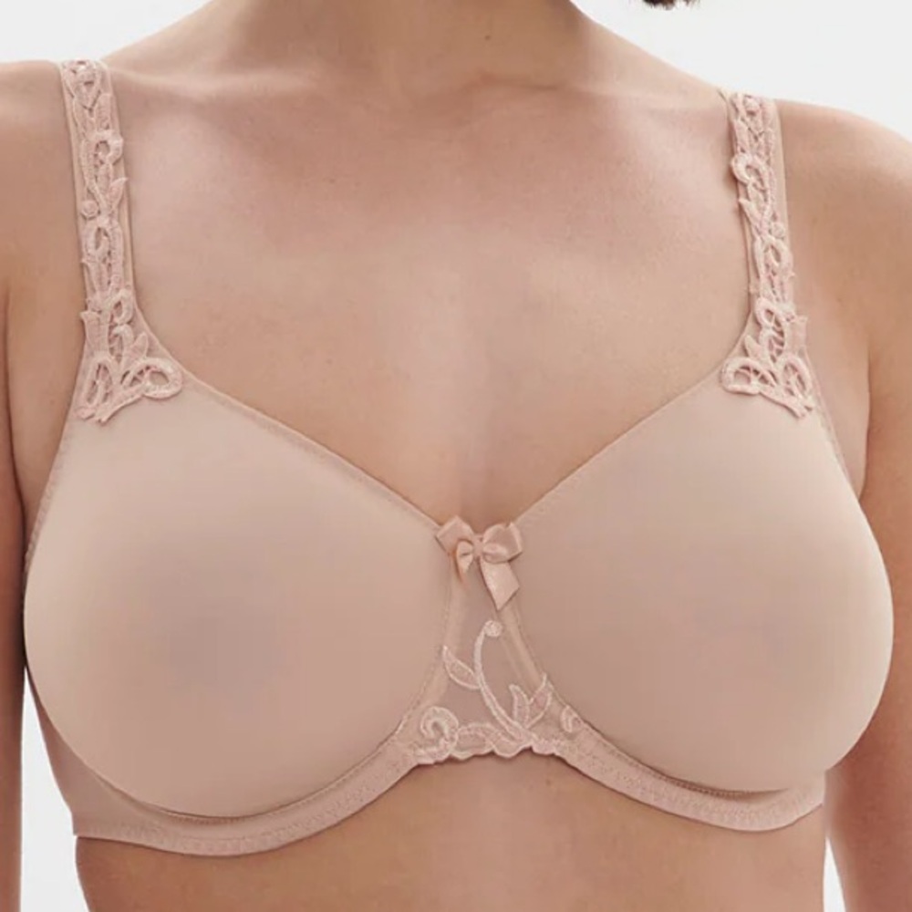 Simone Perele 36G Andora Minimizer Peau Rose Floral Embroidery Bow Appliqué